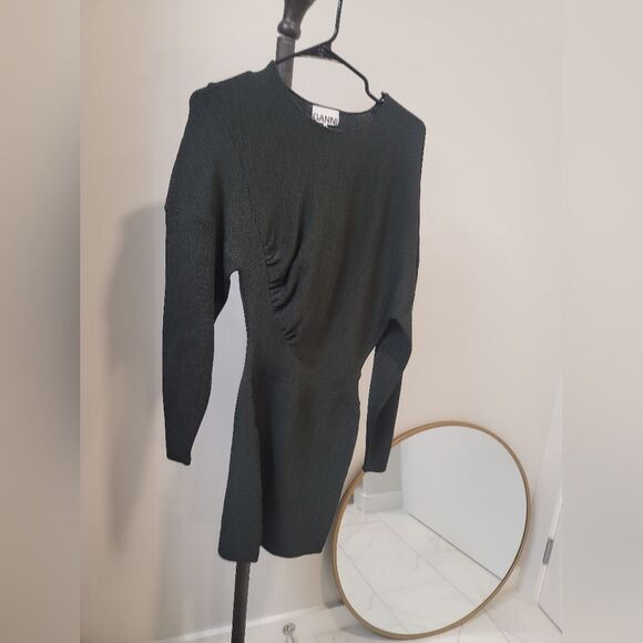 Ganni Sweater Dress Midi Ribbed Knit Xs - Picture 1 of 7